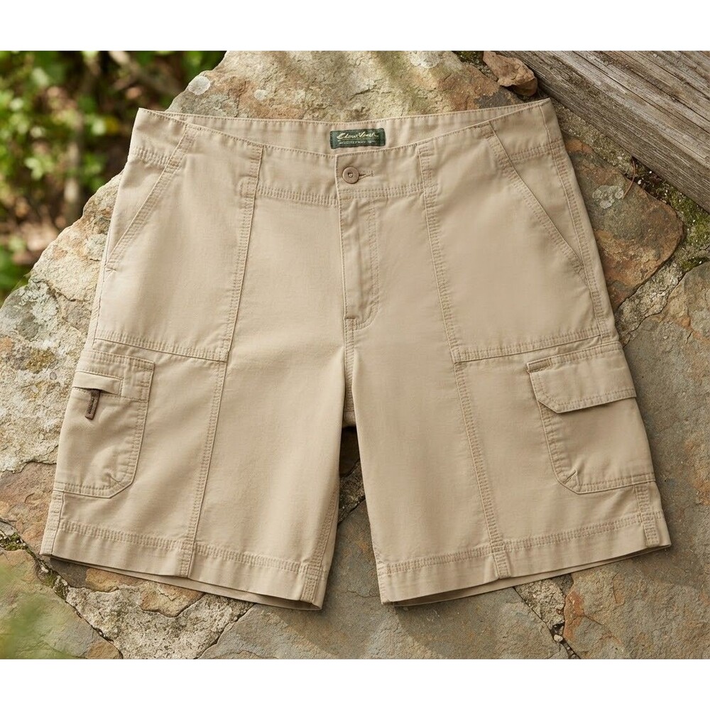 Eddie Bauer Organic Cotton Ripstop Cargo Shorts Womens 12 Khaki Hiking Outdoor
